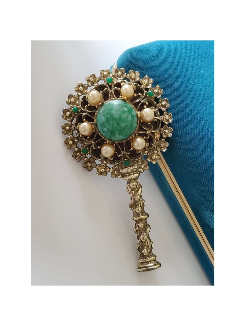 Vintage Sam Fink SF Ornate Mini Hand Mirror